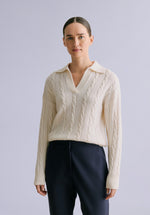 Load image into Gallery viewer, SNOW MERINO POLO SWEATER
